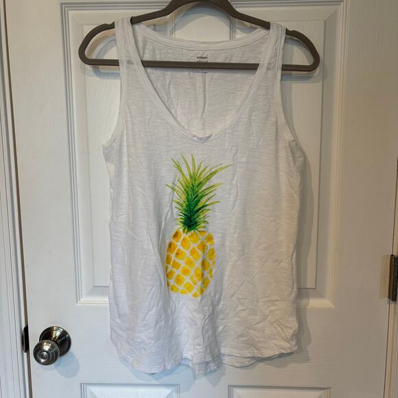 Old Navy Pineapple Relaxed Racerback Tank White Small - Picture 1 of 8